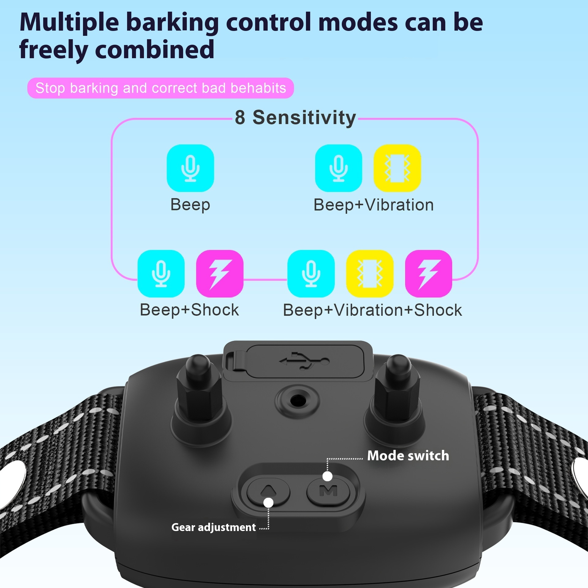 Color Screen Bark Stopper Dog Trainer Automatic Voice Control Dog Barking Prevention Pet Products