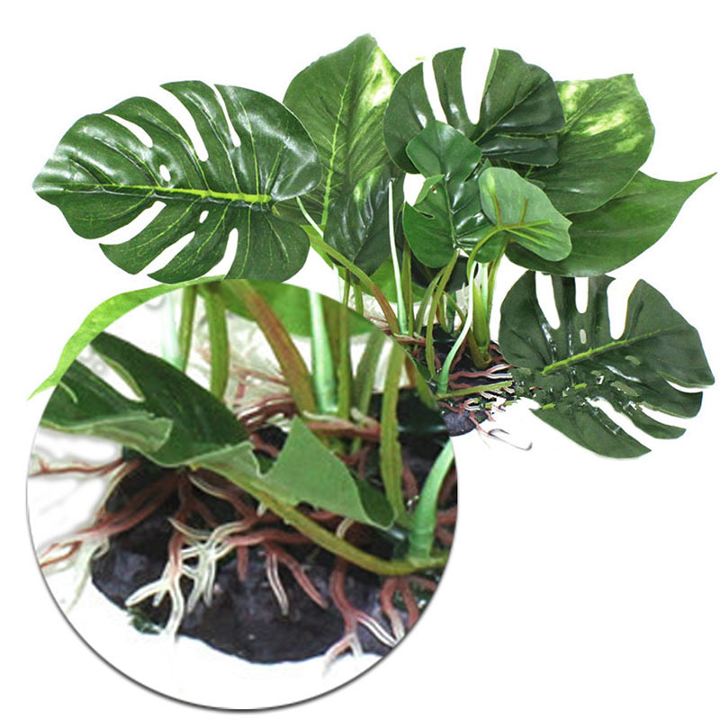 Reptile Box Simulation Plant Aquatic Plants Simulation Ornaments Fish Tank Landscaping Ornamental Plants Monstera In Water Soluble Leaves