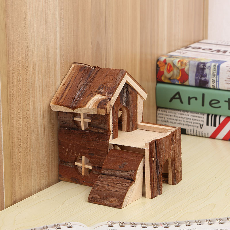 Hamster Solid Wood Luxury Villa Log House Pet Supplies Panda Chinchilla Toys Pastoral House